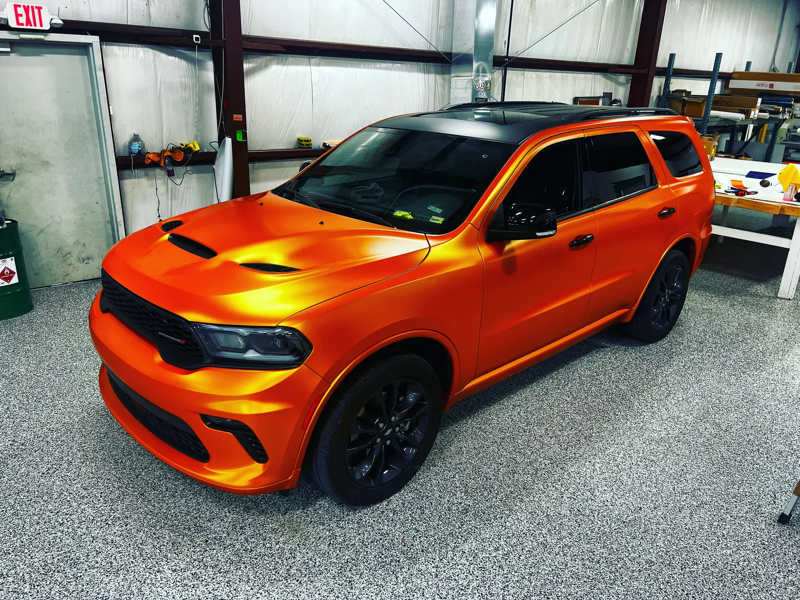 Gloss orange SRT with custom hood — Dodge Durango SRT